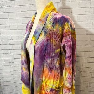 Handmade OOAK ice dye tie dye cardigan sweater